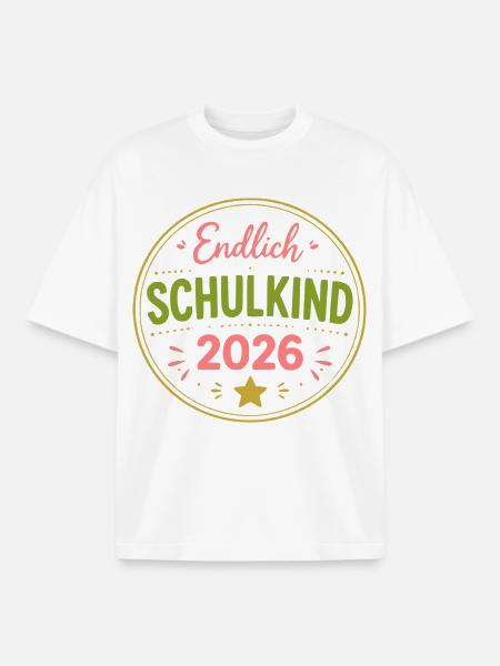 Endlich Schulkind 2026 - Boxy Heavyweight Unisex Organic T-Shirt von Stanley/Stella - Weiß