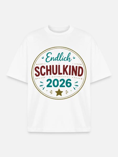 Endlich Schulkind 2026 Badge - Boxy Heavyweight Unisex Organic T-Shirt von Stanley/Stella - Weiß