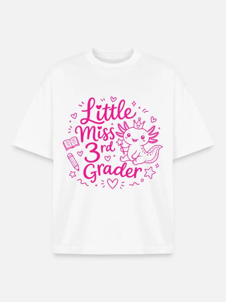 Little Miss 3rd Grader – Cute Axolotl - Boxy Heavyweight Unisex Organic T-Shirt by Stanley/Stella - white