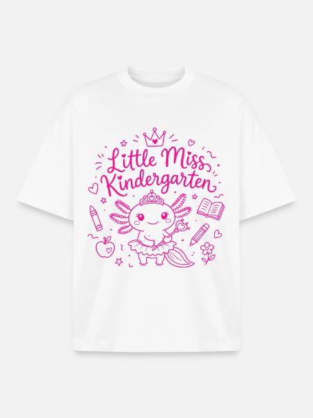 Little Miss Kindergarten - Cute Axolotl - Boxy Heavyweight Unisex Organic T-Shirt by Stanley/Stella - white
