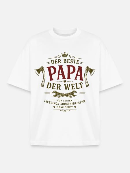 Der beste Papa der Welt - Boxy Heavyweight Unisex Organic T-Shirt von Stanley/Stella - Weiß