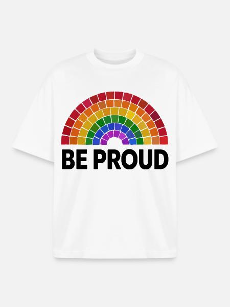 Be Proud | Rainbow Mosaic | Pride | LGBT - Boxy Heavyweight Unisex Organic T-Shirt by Stanley/Stella - white