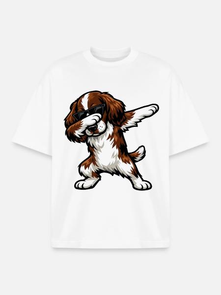 Dabbing Englischer Springer Spaniel - Boxy Heavyweight Unisex Organic T-Shirt von Stanley/Stella - Weiß