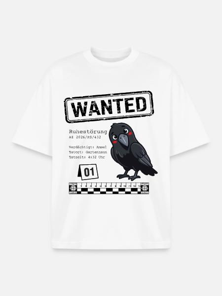 Wanted - Ruhestörung Amsel  - Boxy Heavyweight Unisex Organic T-Shirt von Stanley/Stella - Weiß