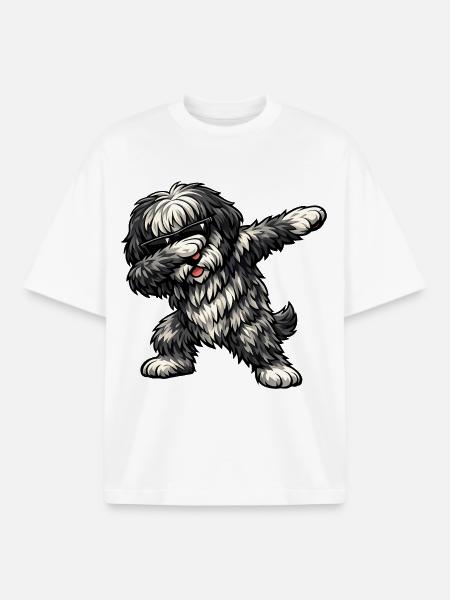 Dabbing Bergamasker Hirtenhund - Boxy Heavyweight Unisex Organic T-Shirt von Stanley/Stella - Weiß