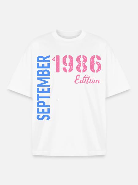 Anniversaire de septembre 1986 - T-shirt unisexe boxy épais biologique Stanley/Stella - blanc