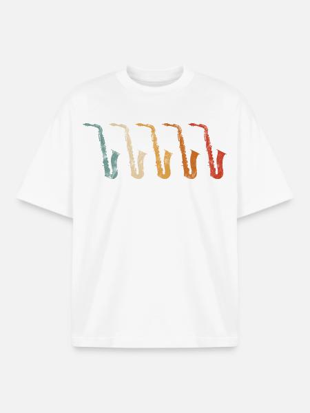 Retro Saxophone Design für Saxophonisten - Boxy Heavyweight Unisex Organic T-Shirt von Stanley/Stella - Weiß