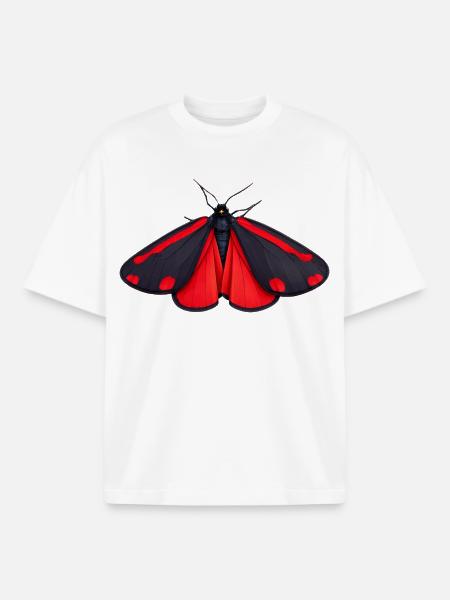 Zinnober-Motte Tyria jacobaeae Cartoon-Stil - Boxy Heavyweight Unisex Organic T-Shirt von Stanley/Stella - Weiß
