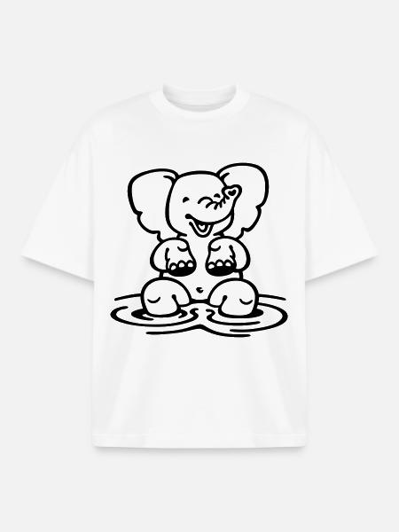 Elefant - Boxy Heavyweight Unisex Organic T-Shirt von Stanley/Stella - Weiß