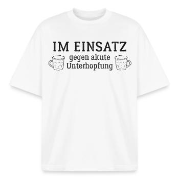 Im Einsatz gegen akute Unterhopfung - Boxy Heavyweight Unisex Organic T-Shirt von Stanley/Stella - Weiß - Vorne - AI Model Male 185 light (185cm) & AI Model Female 172 dark (172cm)