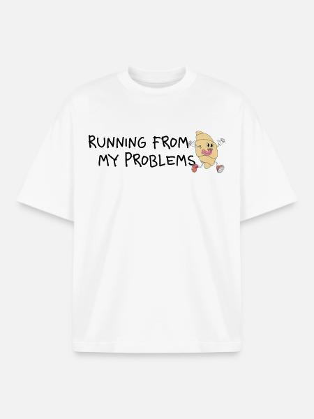 Fuir mes problèmes – Humour comique rétro - T-shirt unisexe boxy épais biologique Stanley/Stella - blanc