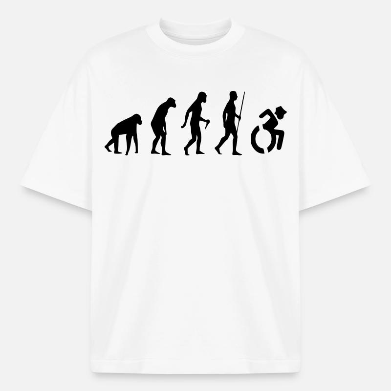 Evolution Rollstuhl. Die Rollstuhl-Evolution * - Heavyweight Unisex Boxy T-Shirt von stanley/stella	 - Weiß