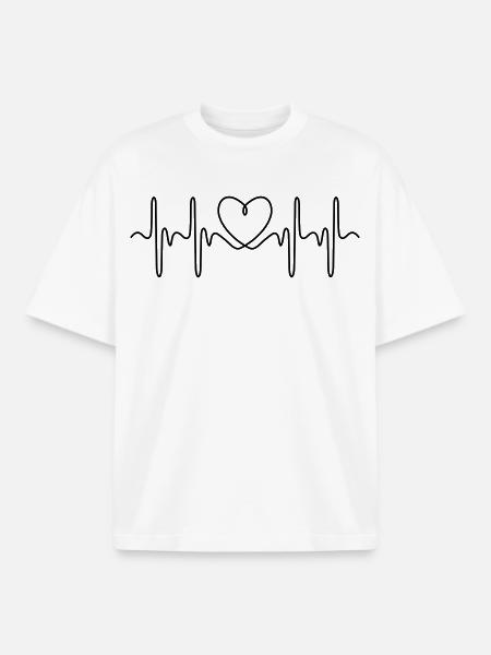 Heartbeat ECG - Boxy Heavyweight Unisex Organic T-Shirt by Stanley/Stella - white