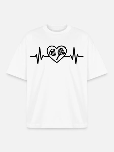 Herz Tennis Bier - Boxy Heavyweight Unisex Organic T-Shirt von Stanley/Stella - Weiß