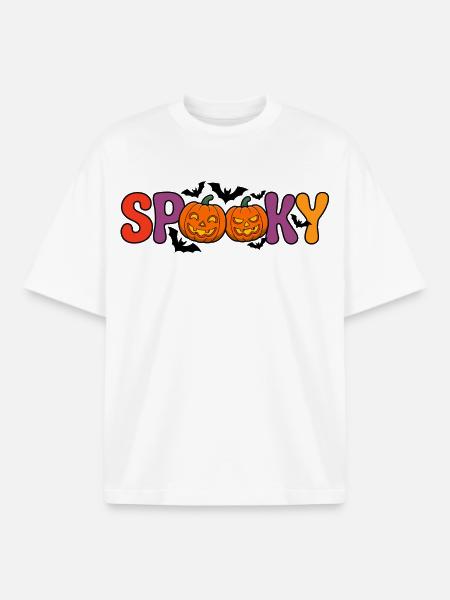 Spooky pumpkin letters - Boxy Heavyweight Unisex Organic T-Shirt by Stanley/Stella - white
