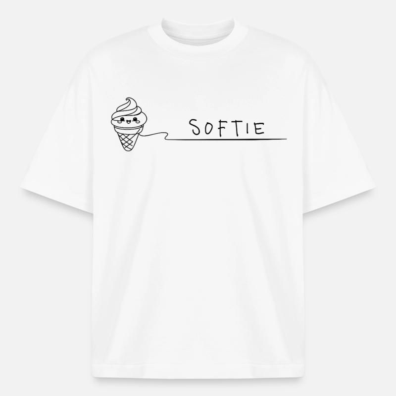Softie Süßes Softeis Doodle Line Art - Boxy Heavyweight Unisex Organic T-Shirt by Stanley/Stella - white