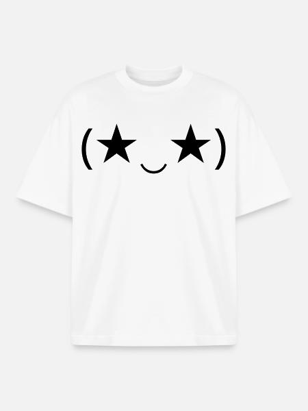 Stareye Emote (★‿★) inspires - Boxy Heavyweight Unisex Organic T-Shirt by Stanley/Stella - white
