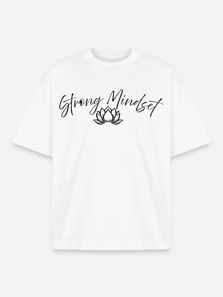 Strong Mindset – Meditation Lotus Design - Boxy Heavyweight Unisex Organic T-Shirt by Stanley/Stella - white