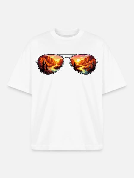 Desert Canyon Sunset Aviator - Boxy Heavyweight Unisex Organic T-Shirt by Stanley/Stella - white