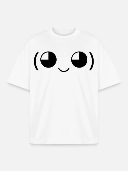 Cute Smile (◕‿◕) kawaii emoticon - Boxy Heavyweight Unisex Organic T-Shirt by Stanley/Stella - white