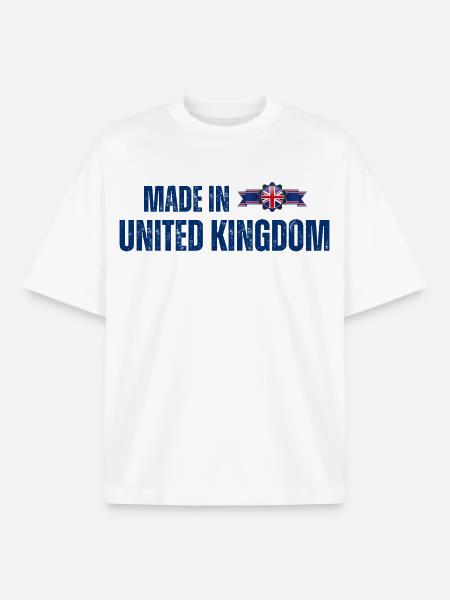 Fabriqué au Royaume-Uni, fierté britannique - T-shirt unisexe boxy épais biologique Stanley/Stella - blanc