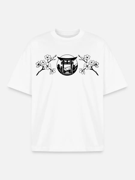 Japanischer Garten und Sakura-Blume - Boxy Heavyweight Unisex Organic T-Shirt von Stanley/Stella - Weiß