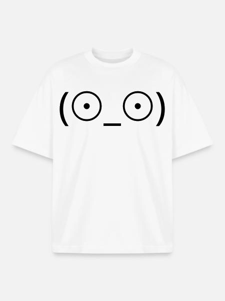 Shock Emote (☉_☉) Big Eyes Kaomoji - Boxy Heavyweight Unisex Organic T-Shirt by Stanley/Stella - white