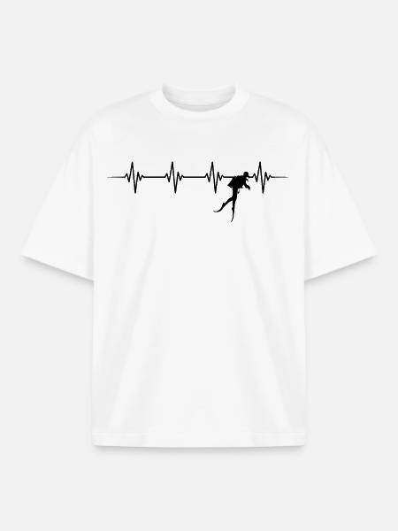 heartbeat diver diver - Boxy Heavyweight Unisex Organic T-Shirt by Stanley/Stella - white