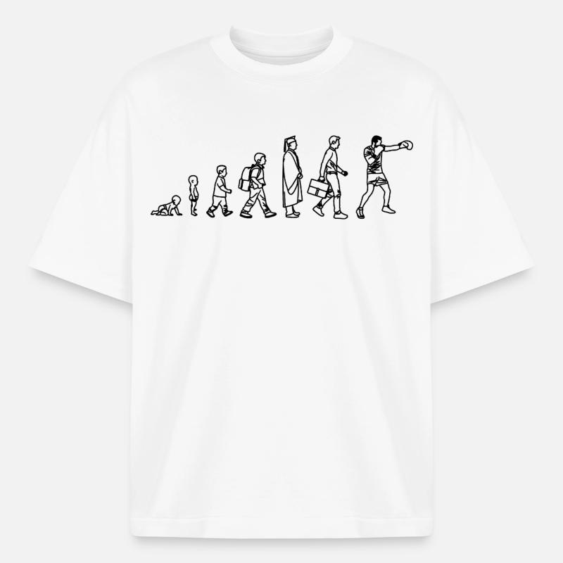 Évolution de la boxe - T-shirt unisexe épais coupe boxy Stanley/Stella - blanc