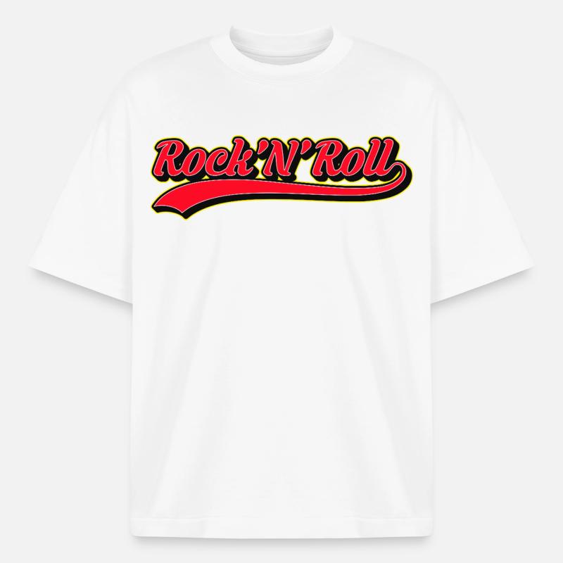 Rock 'N' Roll Retro Script Logo - Boxy Heavyweight Unisex Organic T-Shirt von Stanley/Stella - Weiß