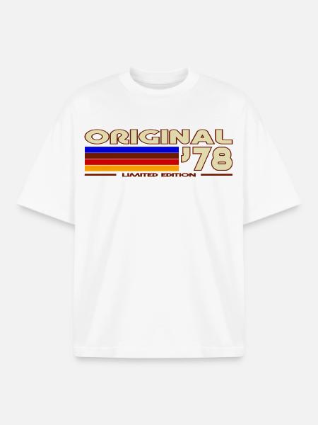 Original 78 Retro Rainbow - Boxy Heavyweight Unisex Organic T-Shirt by Stanley/Stella - white