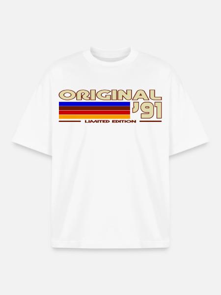 Retro 1991 Rainbow - Boxy Heavyweight Unisex Organic T-Shirt von Stanley/Stella - Weiß