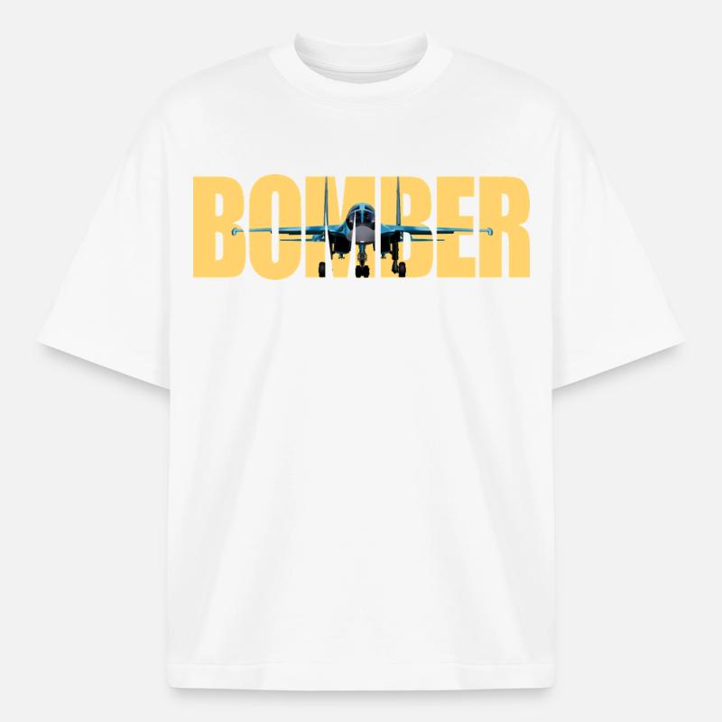 Bomber Su-34 - Boxy Heavyweight Unisex Organic T-Shirt by Stanley/Stella - white