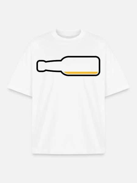 Bottiglia di birra vuota (Simbolo birra / POS 2C) - T-shirt unisex boxy pesante biologica di Stanley/Stella - bianco