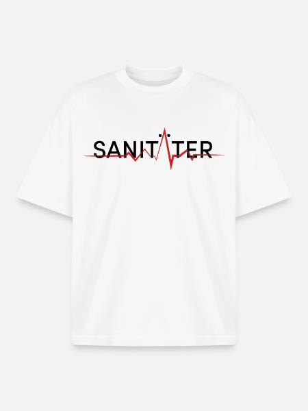 Sanitäter Rettung Ehrenamt Herzlinie - Boxy Heavyweight Unisex Organic T-Shirt von Stanley/Stella - Weiß