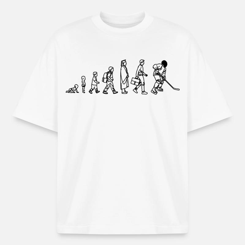 Evolution Eishockeyspieler - Boxy Heavyweight Unisex Organic T-Shirt von Stanley/Stella - Weiß
