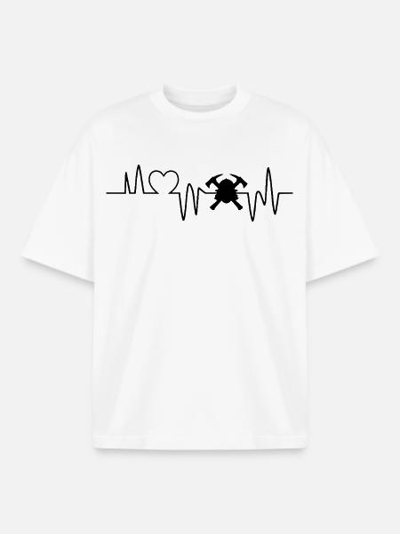 heartbeat firefighter fire department - Boxy Heavyweight Unisex Organic T-Shirt by Stanley/Stella - white