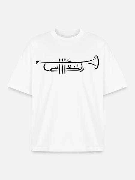 Trumpet Drawing - Boxy Heavyweight Unisex Organic T-Shirt by Stanley/Stella - white