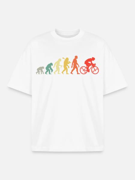 Cycling Evolution For Cyclists Retro Cycling - Boxy Heavyweight Unisex Organic T-Shirt by Stanley/Stella - white