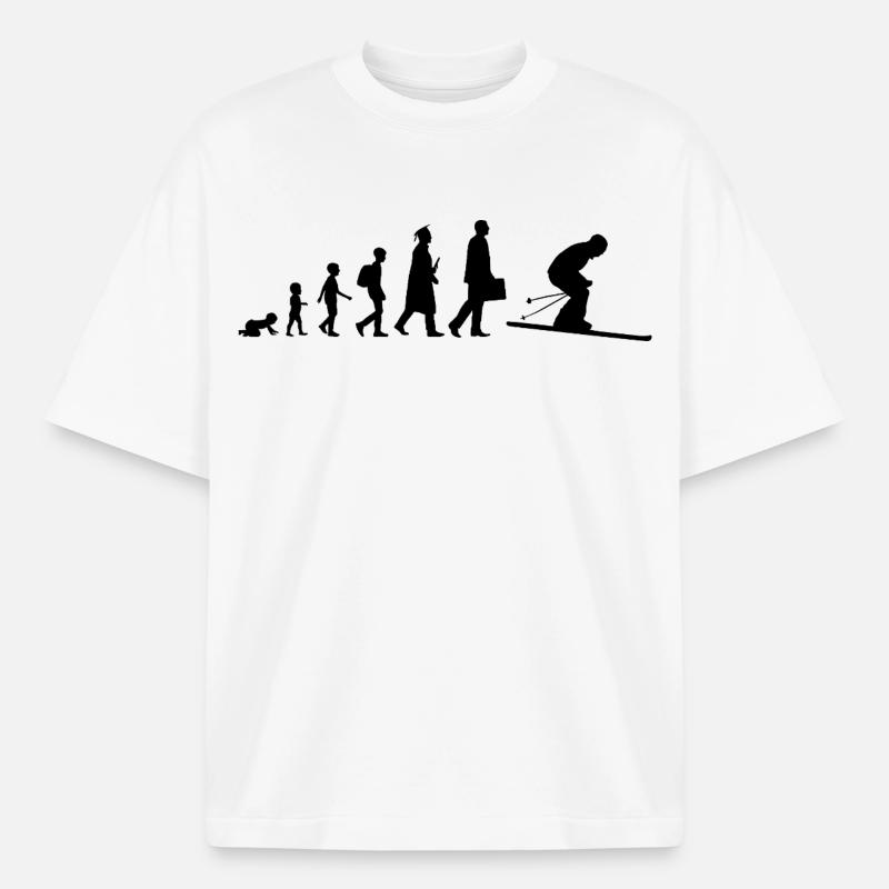 Évolution du skieur - T-shirt unisexe épais coupe boxy Stanley/Stella - blanc