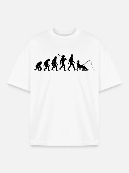 Evolution - Fishing, Angler Gift - Boxy Heavyweight Unisex Organic T-Shirt by Stanley/Stella - white