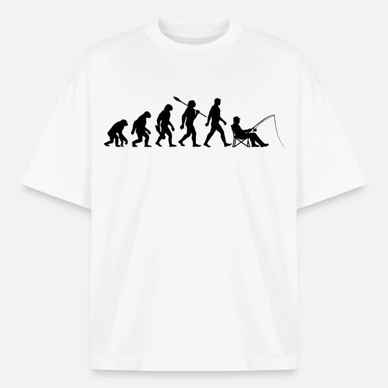 Evolution - angeln, Angler Geschenk - Boxy Heavyweight Unisex Organic T-Shirt von Stanley/Stella - Weiß