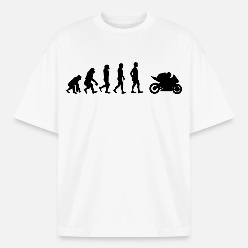 Motorrad Evolution - Boxy Heavyweight Unisex Organic T-Shirt von Stanley/Stella - Weiß