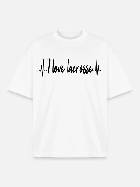 Lacrosse Player ECG - Boxy Heavyweight Unisex Organic T-Shirt by Stanley/Stella - white