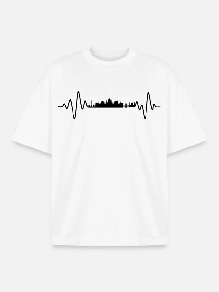 Budapest Heartbeat Skyline - Boxy Heavyweight Unisex Organic T-Shirt by Stanley/Stella - white