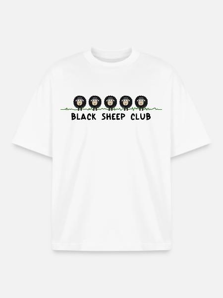 Black Sheep Club – funny sheep motif - Boxy Heavyweight Unisex Organic T-Shirt by Stanley/Stella - white