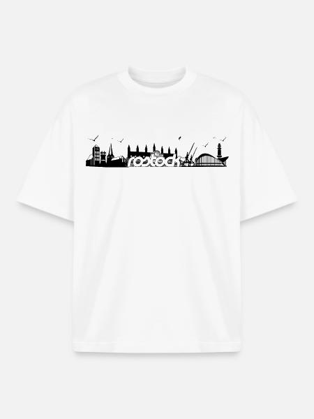 Rostock silhouette - design - Boxy Heavyweight Unisex Organic T-Shirt by Stanley/Stella - white