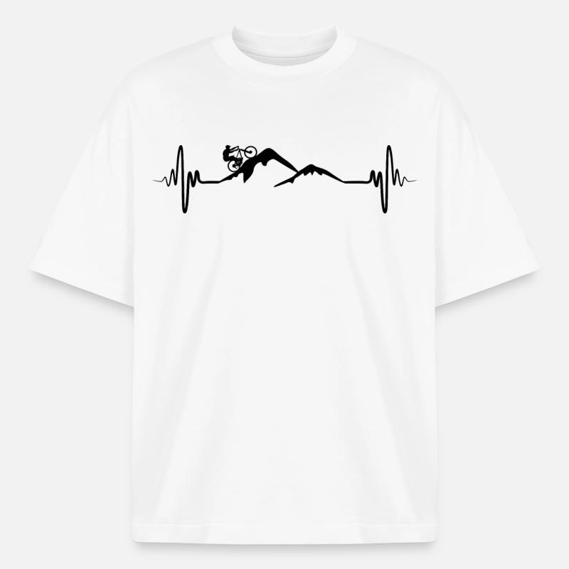 Mountain bikers ECG palpitations - Heavyweight Boxy Unisex T-Shirt by Stanley/Stella - white