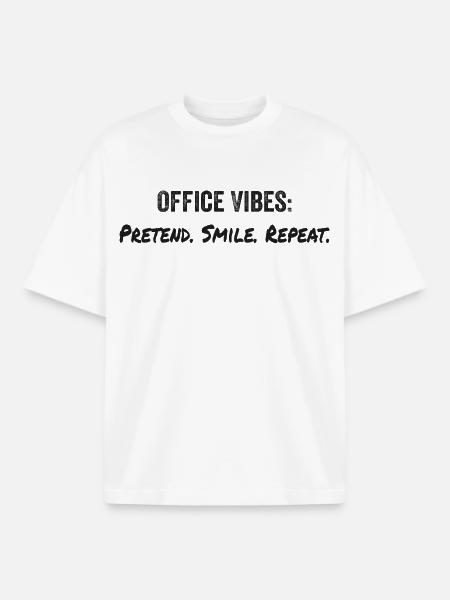 Office vibes: pretend, smile, repeat - Boxy Heavyweight Unisex Organic T-Shirt by Stanley/Stella - white