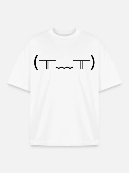Crying Emote (╥_╥) Violent Tears - Boxy Heavyweight Unisex Organic T-Shirt by Stanley/Stella - white